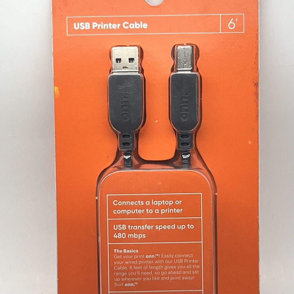 NEW! Surf Onn 10ft HI-SPEED USB Printer Cable Transfer Speed 480 mbps 6ft